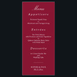 Elegant Burgundy Red Wedding Menu<br><div class="desc">Elegant Burgundy Red Wedding Menu, please personalise as required using the online Personalisation template before ordering. Once you have entered your wording onto the Personalisation template, should you find that you need to adjust the positioning of the text then please use the "Customise further" option to "Edit using the Design...</div>