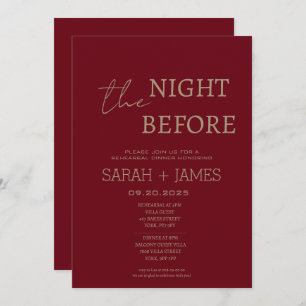 Elegant Burgundy Rehearsal Dinner Wedding  Invitation