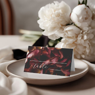 Elegant Burgundy Romantic Rose Folded Place Card