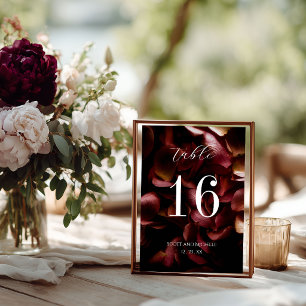Elegant Burgundy Romantic Rose Table Number Card