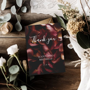 Elegant Burgundy Romantic Rose Thank You Card