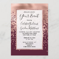 Elegant Burgundy Rose Gold Polka Dot Gradient