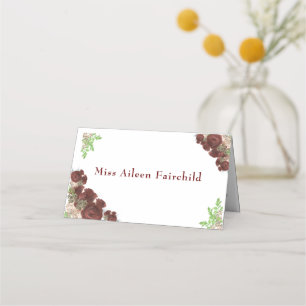 Elegant Burgundy Rose Place Card