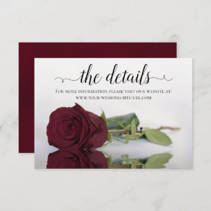 Elegant Burgundy Rose Wedding Details Website Enclosure Card