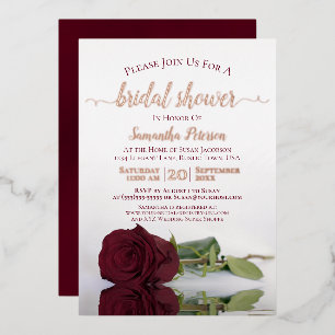 Elegant Burgundy Rose with Rose Gold Bridal Shower