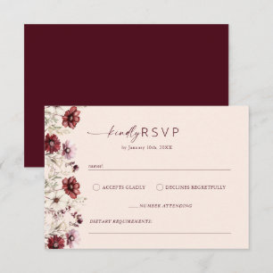 Elegant Burgundy RSVP Wedding Enclosure Card