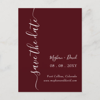 Elegant Burgundy Save the Date   Announcement Postcard