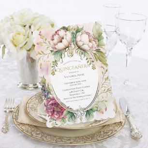 Elegant Burgundy Scalloped Quinceañera nvitation Invitation