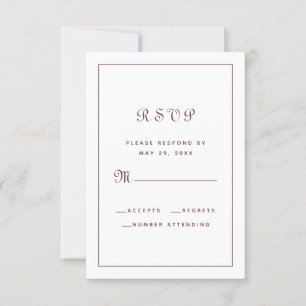 Elegant Burgundy Script Classic Wedding Enclosure RSVP Card