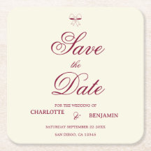 Elegant Burgundy Script Cream Ivory Bow Wedding