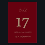 Elegant Burgundy Script Custom Table Number Card<br><div class="desc">Elegant Burgundy Script Personalised Table Number Card</div>