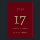 Elegant Burgundy Script Custom Table Number Card<br><div class="desc">Elegant Burgundy Script Personalised Table Number Card</div>