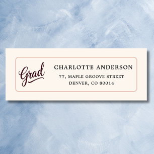 Elegant Burgundy Script Grad Return Label Return Address Label