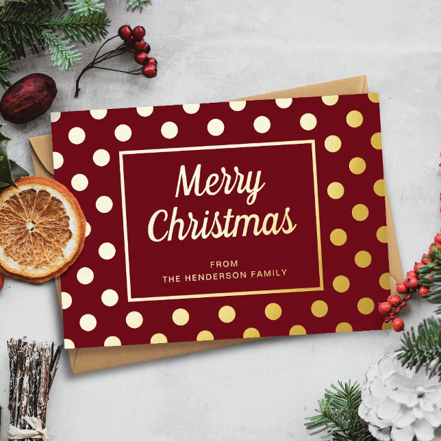 Elegant Burgundy Script Merry Christmas Gold Foil Holiday Card (Elegant Burgundy Script Merry Christmas Gold Foil Holiday Card)