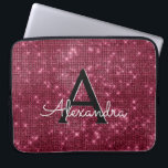 Elegant Burgundy Shimmer and Sparkle Monogram Laptop Sleeve<br><div class="desc">Elegant Burgundy Faux Burgundy Marsala Shimmer Elegant Monogram Case. This case can be customised to include your initial and first name.</div>