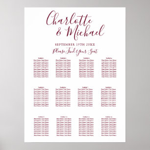 Elegant Burgundy Signature Wedding Seating Chart