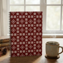 Elegant Burgundy Snowflake Damask Floral Spiral