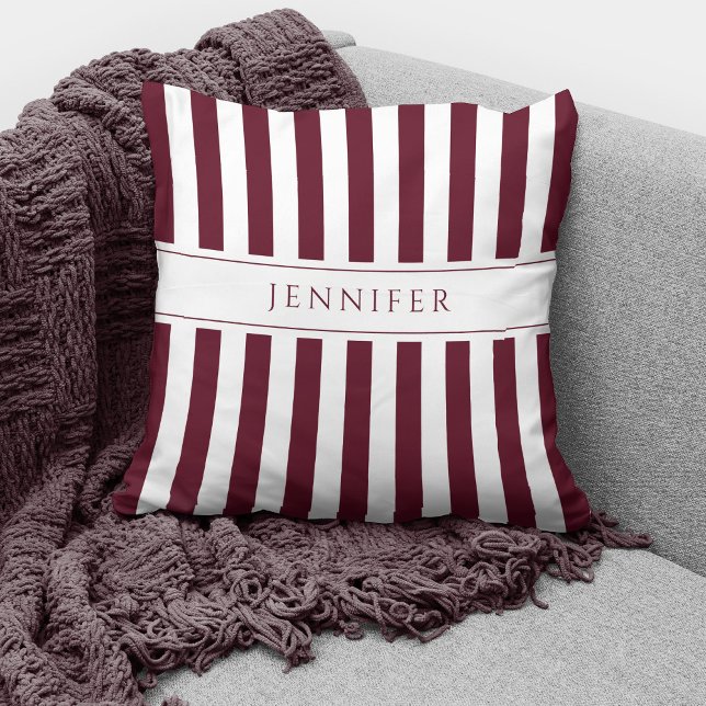 Elegant Burgundy Stripes Pattern Cushion (Creator Uploaded)
