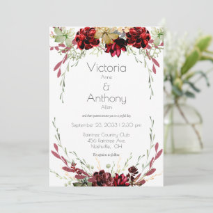 Elegant Burgundy Succulents Vines Greenery Wedding Invitation