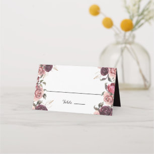 Elegant Burgundy Summer Floral Wedding Place Card