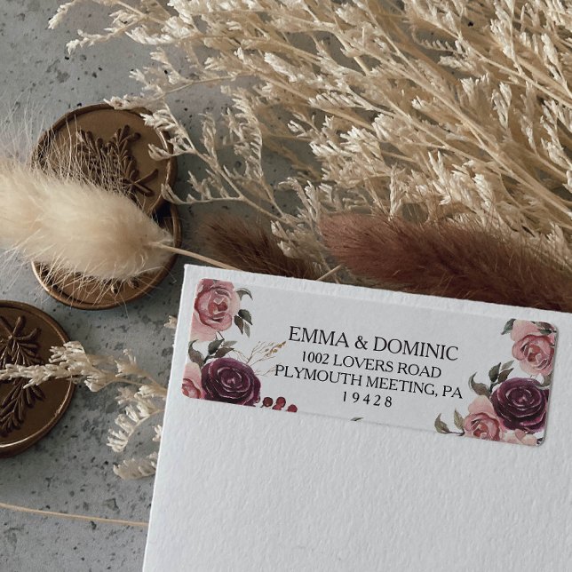 Elegant Burgundy Summer Return Address Label (Creator Uploaded)