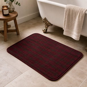 Elegant Burgundy Tartan Bath Mat