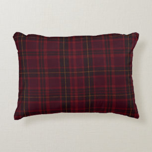 Elegant Burgundy Tartan Decorative Cushion