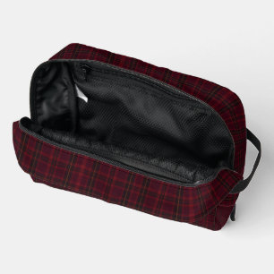 Elegant Burgundy Tartan Dopp Kit