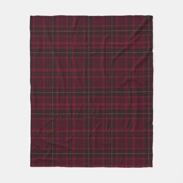 Elegant Burgundy Tartan Fleece Blanket (Front)