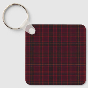 Elegant Burgundy Tartan Key Ring