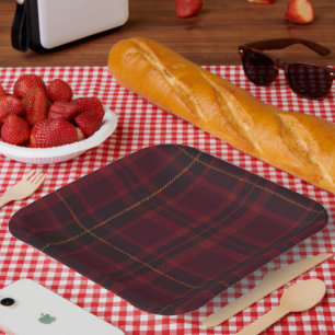 Elegant Burgundy Tartan Paper Plate