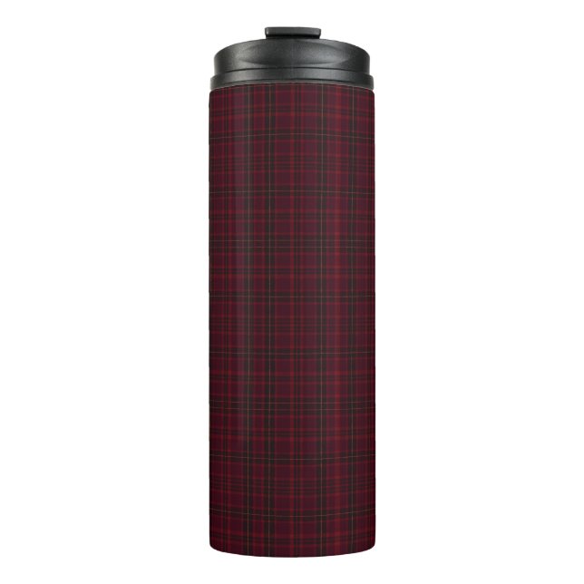 Elegant Burgundy Tartan Thermal Tumbler (Front)