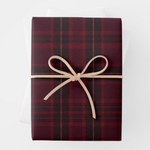 Elegant Burgundy Tartan Wrapping Paper Sheet
