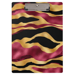 Elegant Burgundy Tiger Stripes Striking Animal Clipboard