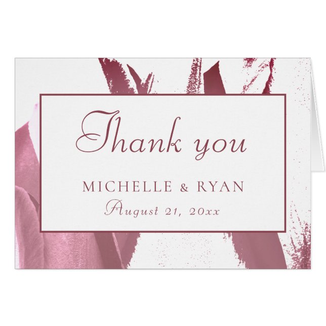 Elegant Burgundy Tulip Floral Wedding Thank you (Front Horizontal)