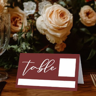 Elegant Burgundy Typography Evening Wedding Place Card