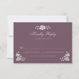 Elegant Burgundy Vintage Botanical RSVP Card