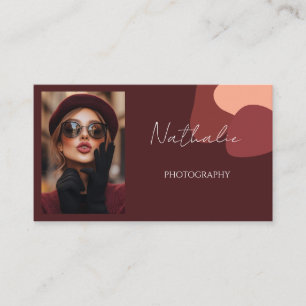 Elegant burgundy Vision Photography. Business Card