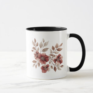 Elegant Burgundy Watercolor Floral Bouquet Mug
