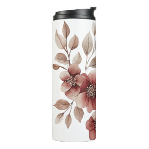 Elegant Burgundy Watercolor Floral Bouquet Thermal Tumbler