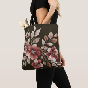 Elegant Burgundy Watercolor Floral Bouquet Tote Bag