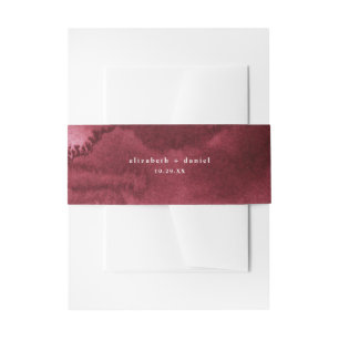 Elegant Burgundy Watercolor Personalised Invitation Belly Band