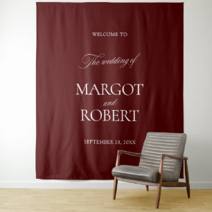 Elegant Burgundy Wedding Backdrops Banner Tapestry