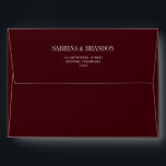 Elegant Burgundy Wedding Envelope Return Address<br><div class="desc">A refined burgundy envelope return-address design featuring classic serif typography for a timeless, elegant wedding aesthetic. Perfect for sealing your invitation suites, save-the-dates, thank-you cards, holiday cards, and formal event stationery. Fully customizable with your names and return address on the envelope flap. Part of the "Sabrina" Wedding Collection — follow...</div>