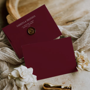Elegant Burgundy Wedding Envelope Return Address