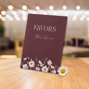 Elegant Burgundy Wedding Favours Sign Bridal Showe