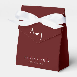 Elegant burgundy wedding guests favour box