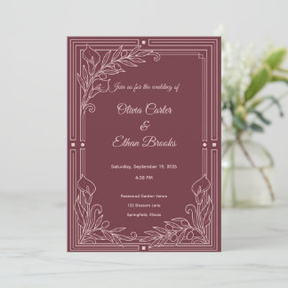 Elegant Burgundy Wedding Invitation