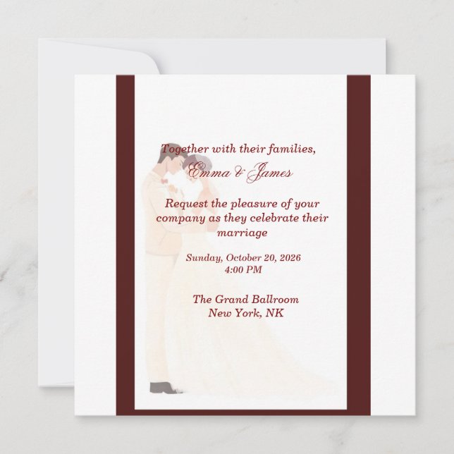 Elegant Burgundy Wedding Invitation  (Front)
