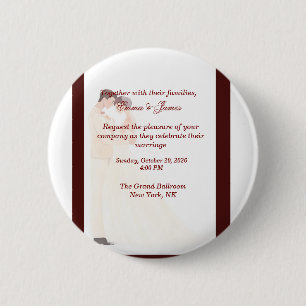 Elegant Burgundy Wedding Invitation 6 Cm Round Badge